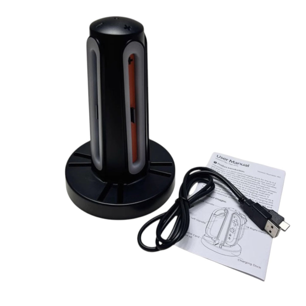 Dobe Switch 2 Joy-Con Charging Base (Model NS2) – 4-Controller Charger with 360° LED Indicators - cabestdeal
