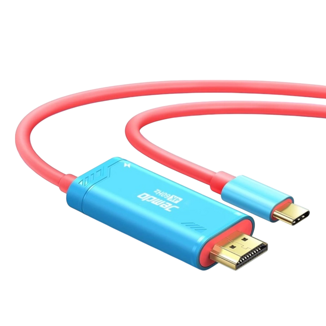Jemdo Portable HDMI Adapter Cable for Nintendo Switch 2 (NS2) – 4K60Hz Display & Charging Dock Replacement (Red) - cabestdeal Hover Image