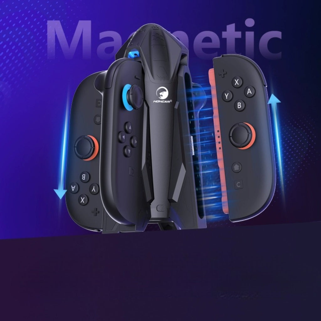 HONCAM Switch Joy-Con Charging Dock with Magnetic Alignment, 7-Color Ambient Light, Protective Cover Support & Storage Organizer - cabestdeal