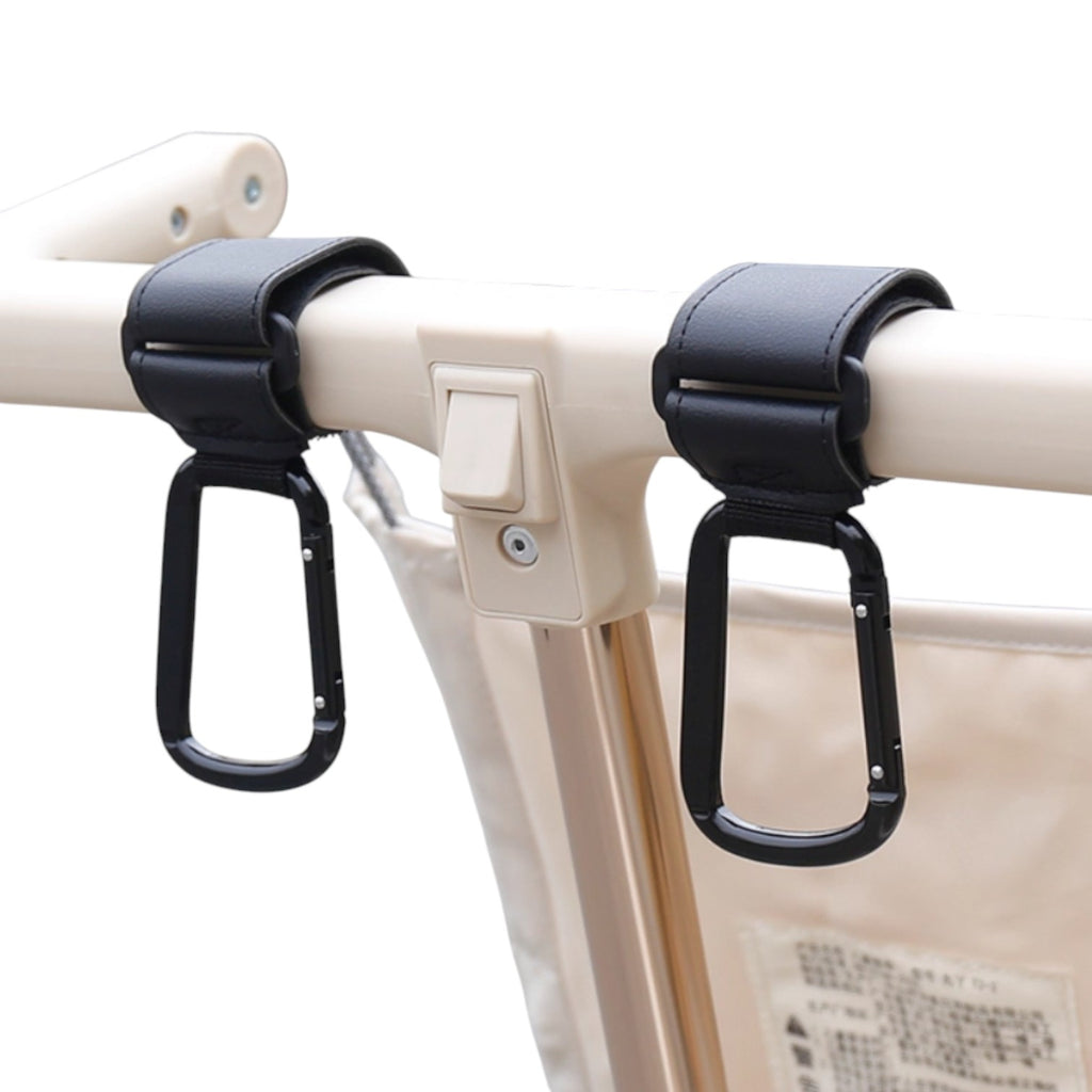 Universal Heavy-Duty Aluminum Stroller & E-Bike Hook with Leather Strap