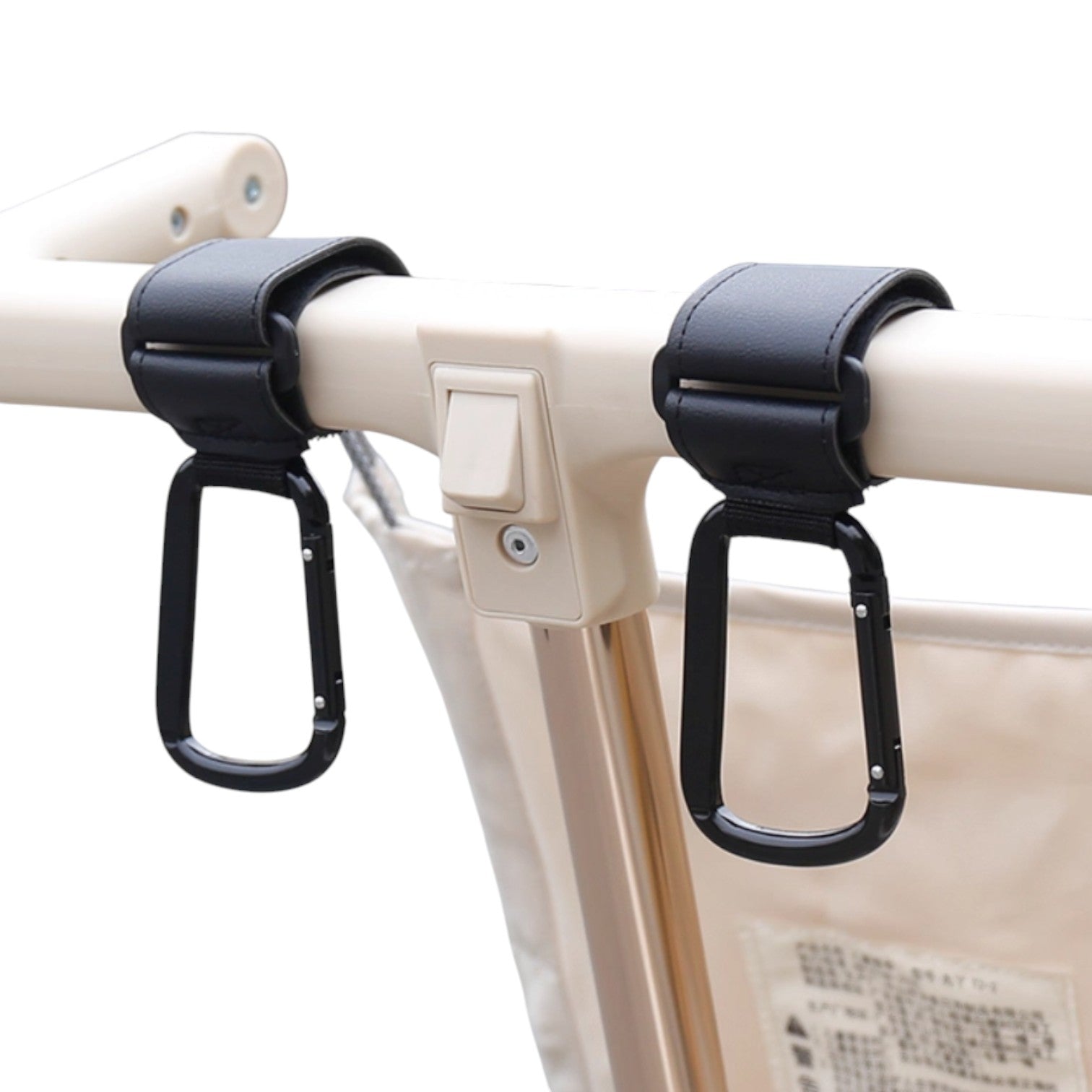 Universal Heavy-Duty Aluminum Stroller & E-Bike Hook with Leather Strap