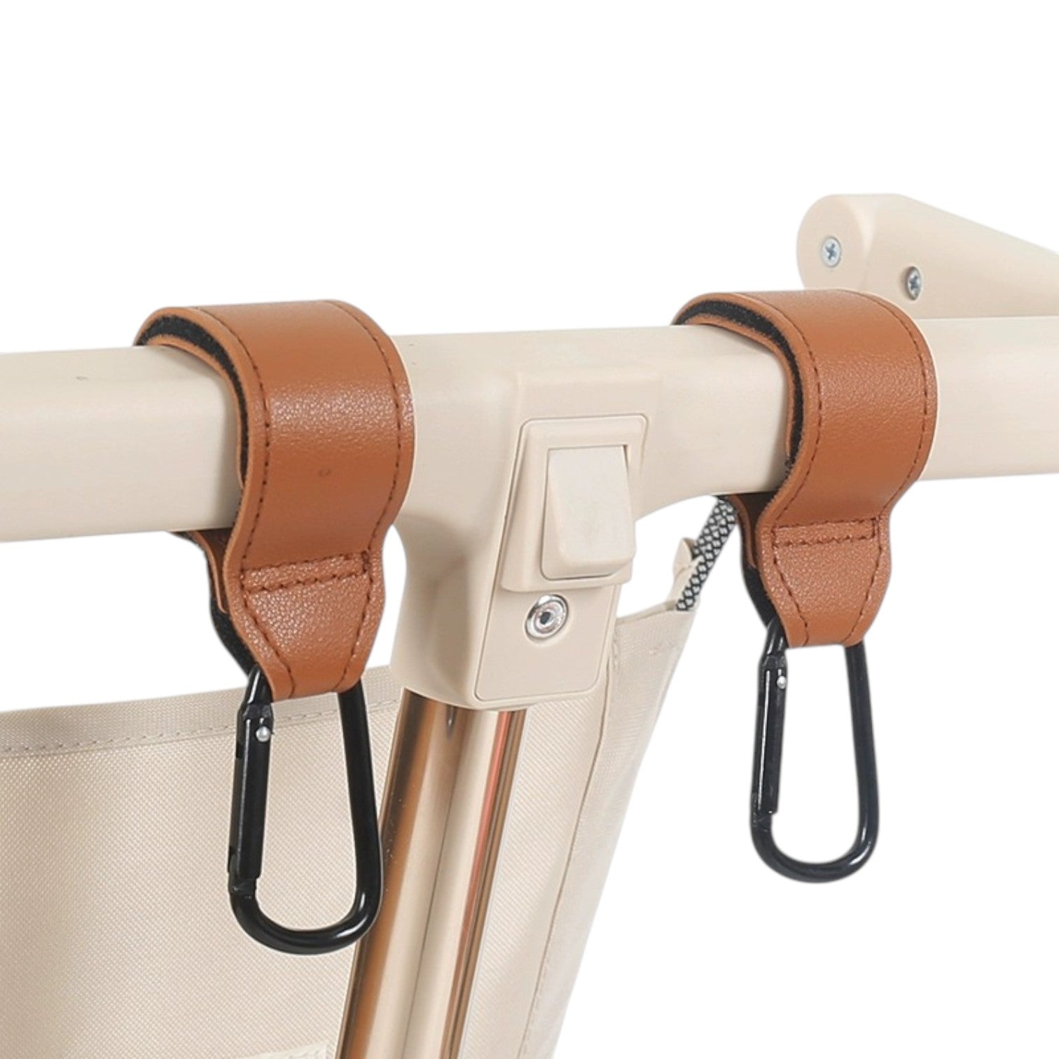 Universal Heavy-Duty Aluminum Stroller & E-Bike Hook with Leather Strap
