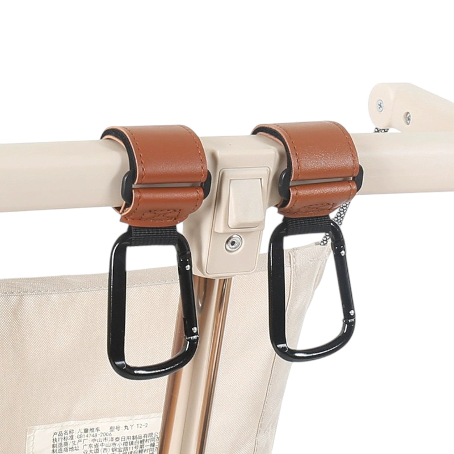 Universal Heavy-Duty Aluminum Stroller & E-Bike Hook with Leather Strap