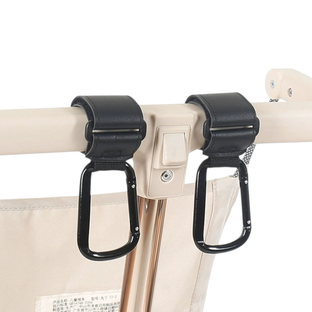 Universal Heavy-Duty Aluminum Stroller & E-Bike Hook with Leather Strap