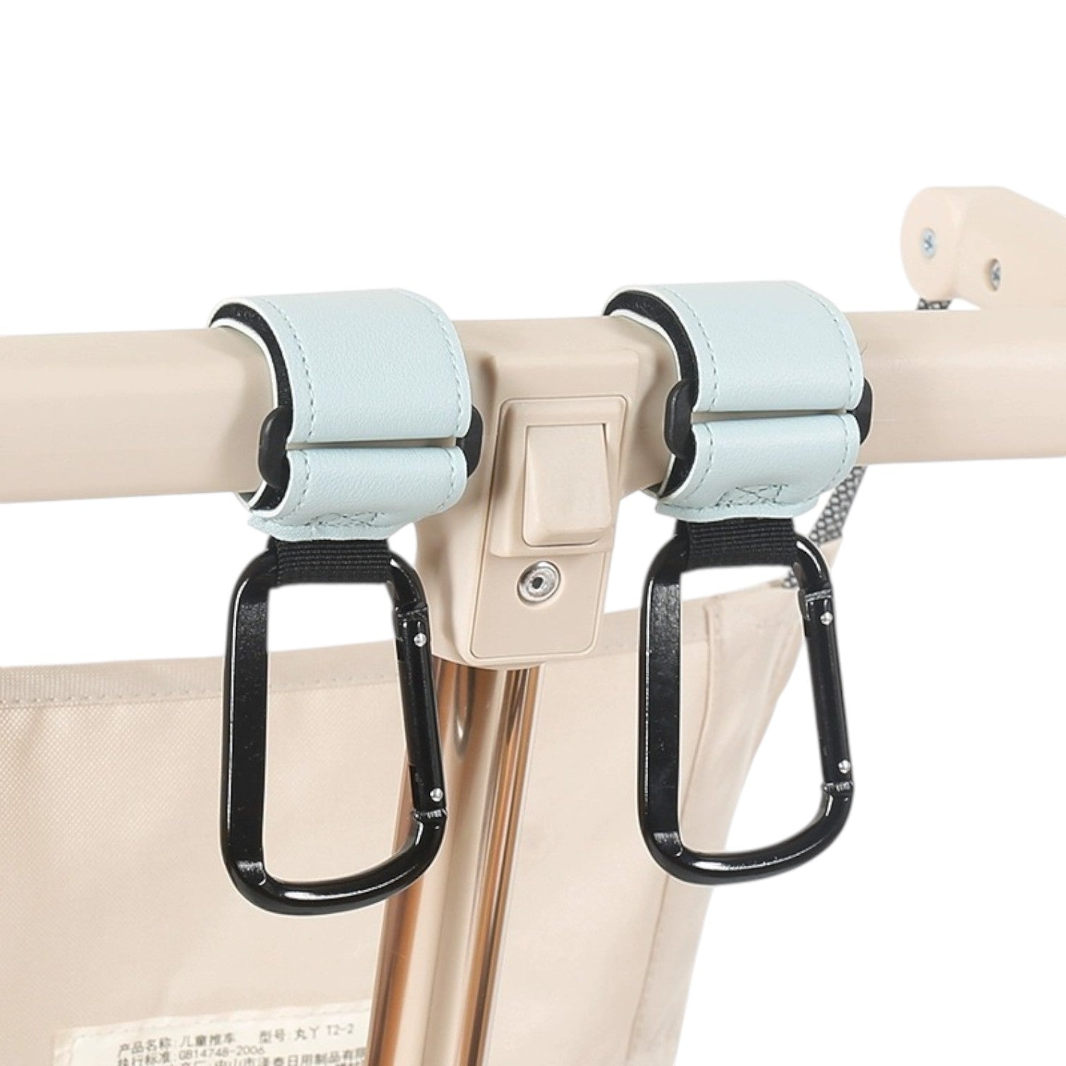 Universal Heavy-Duty Aluminum Stroller & E-Bike Hook with Leather Strap