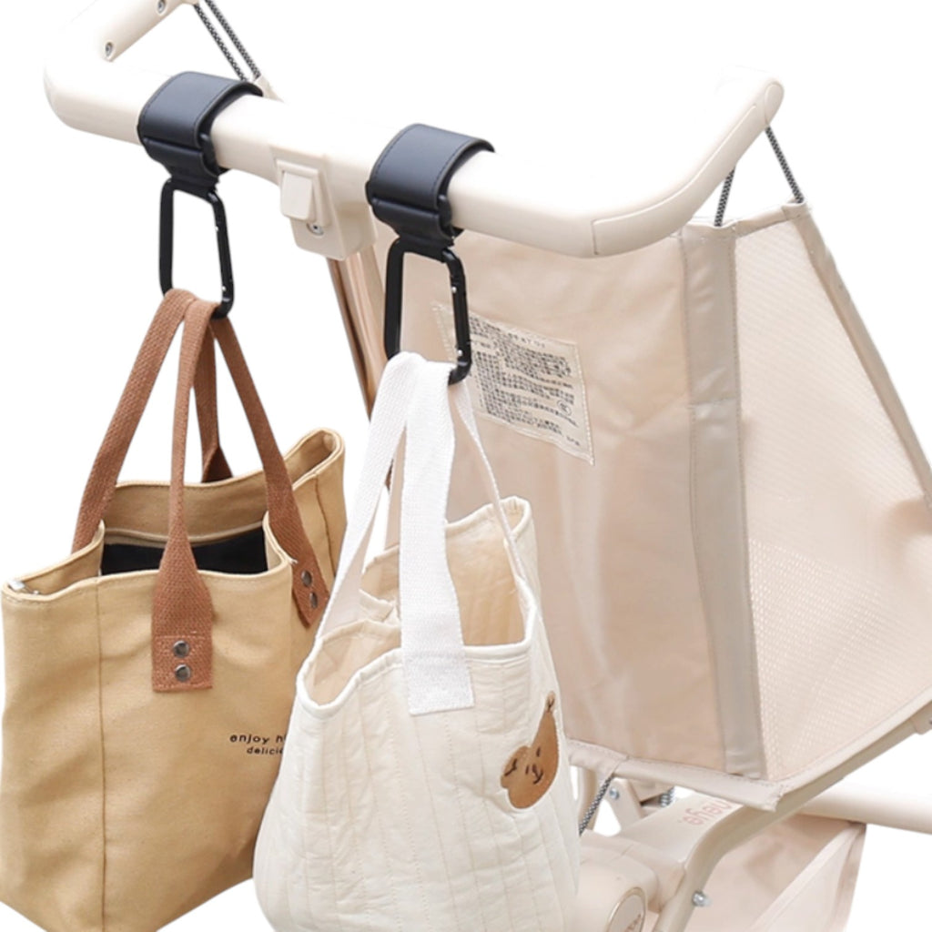 Universal Heavy-Duty Aluminum Stroller & E-Bike Hook with Leather Strap