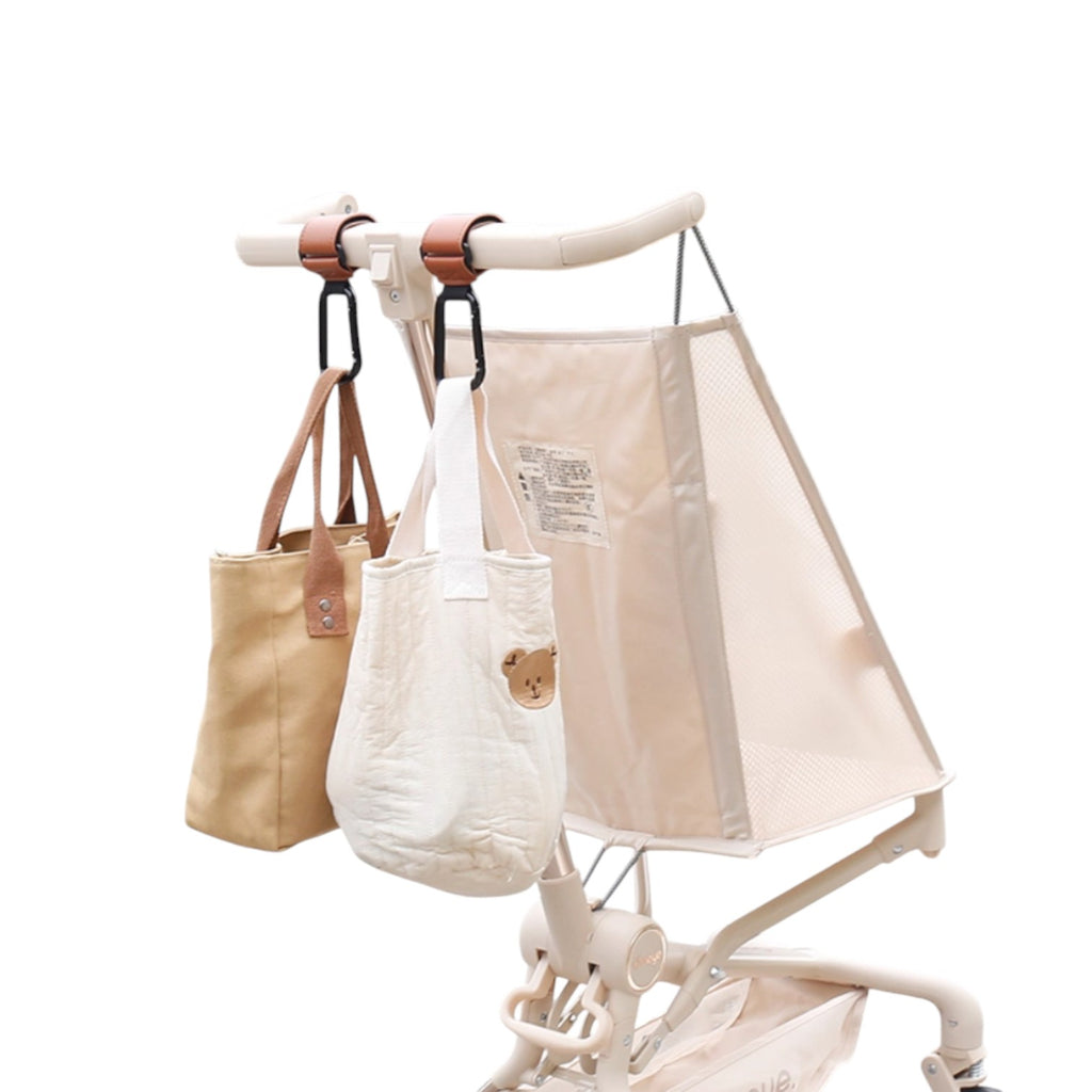 Universal Heavy-Duty Aluminum Stroller & E-Bike Hook with Leather Strap