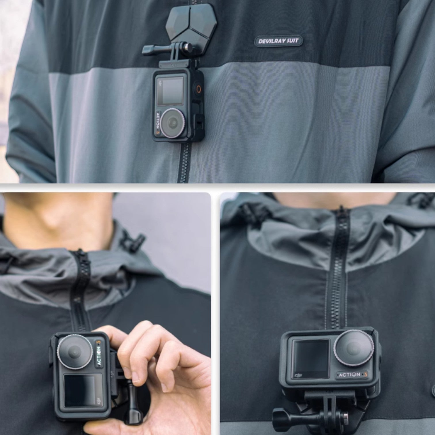 Universal Magnetic Quick-Release Mount for Action Cameras (GoPro, DJI, Insta360) with Mini Magnetic Fill Light