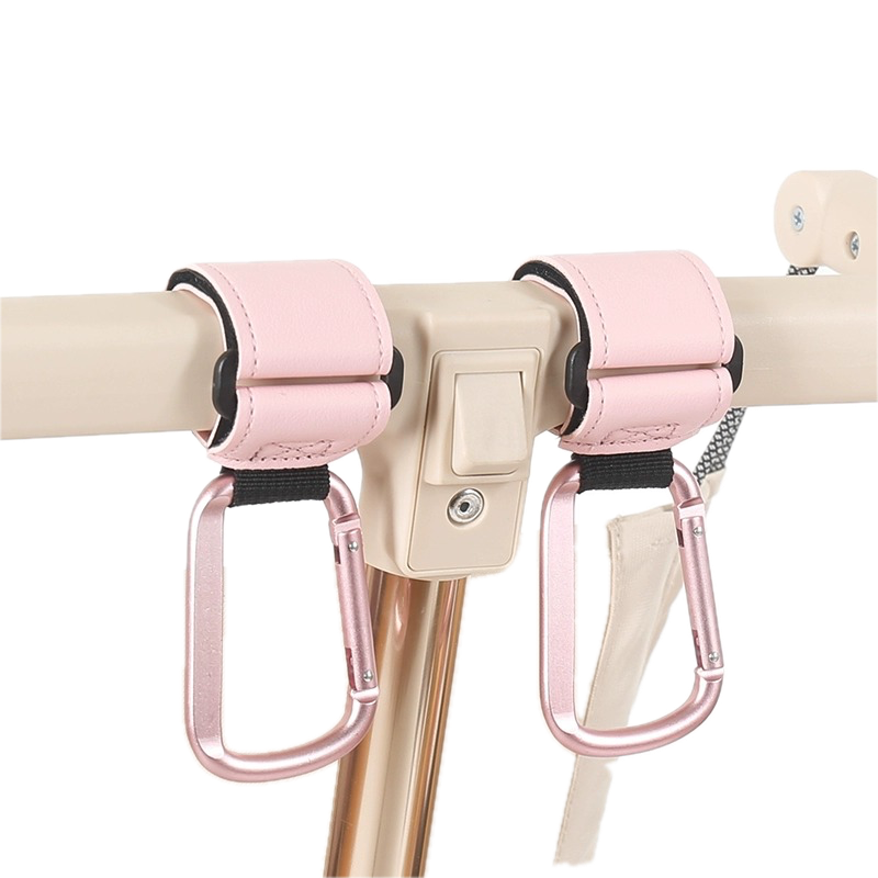 Universal Heavy-Duty Aluminum Stroller & E-Bike Hook with Leather Strap